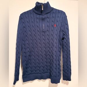 Polo Ralph Lauren Navy Blue Cable Knit Zip Sweater